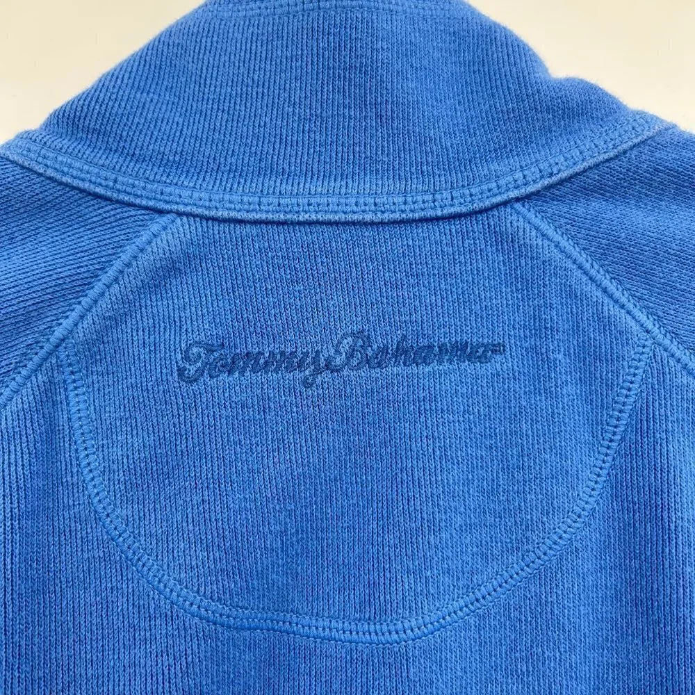 TOMMY BAHAMA *FLAWED* Men's Blue Ribbed Half Zip Pullover Sweater Size Medium
